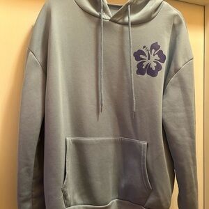 SHEIN light blue Hoodie with Purple Floral Design